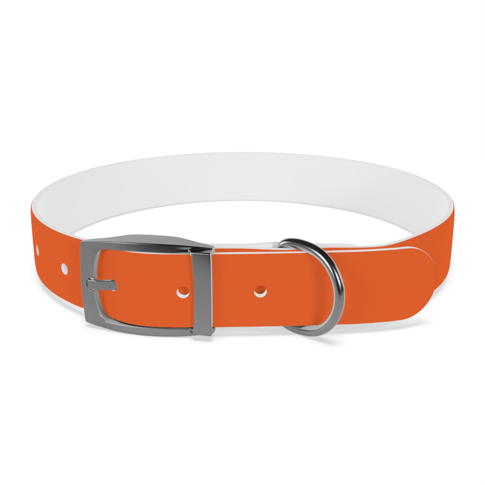 Orange Leather Dog Collar — Texas Livestock Logo