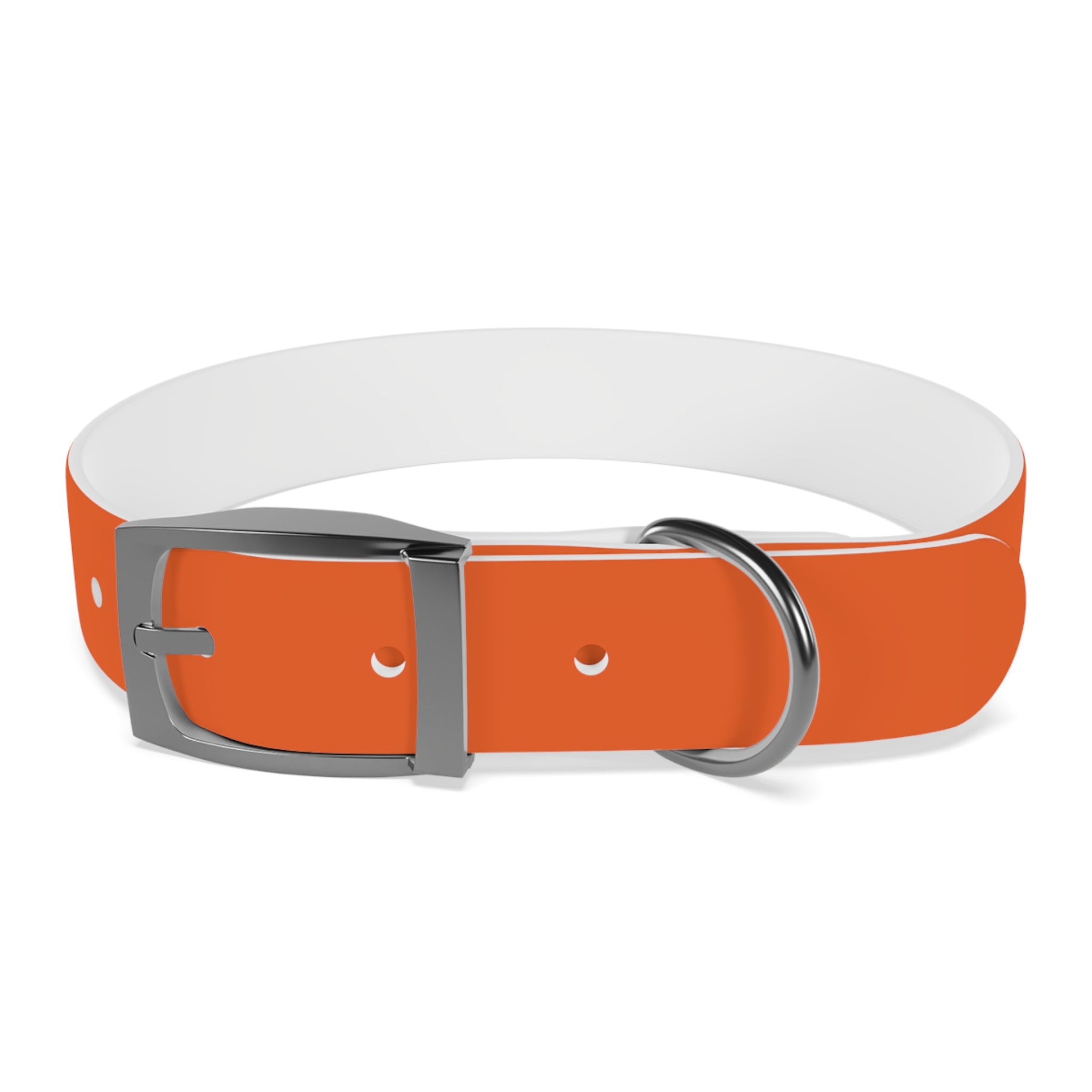 Orange Leather Dog Collar — Texas Livestock Logo