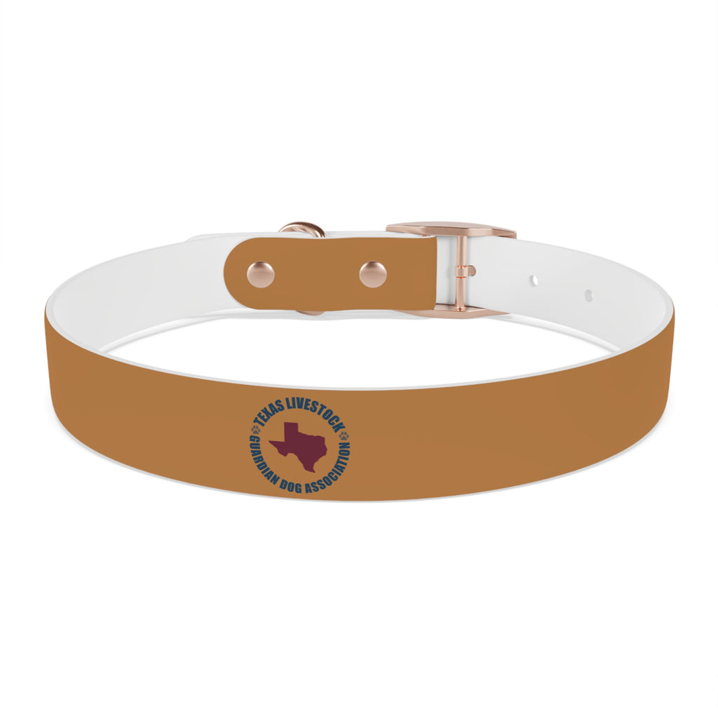 Leather Dog Collar with Texas Livestock Association Logo — Durable Brown Pet Collar