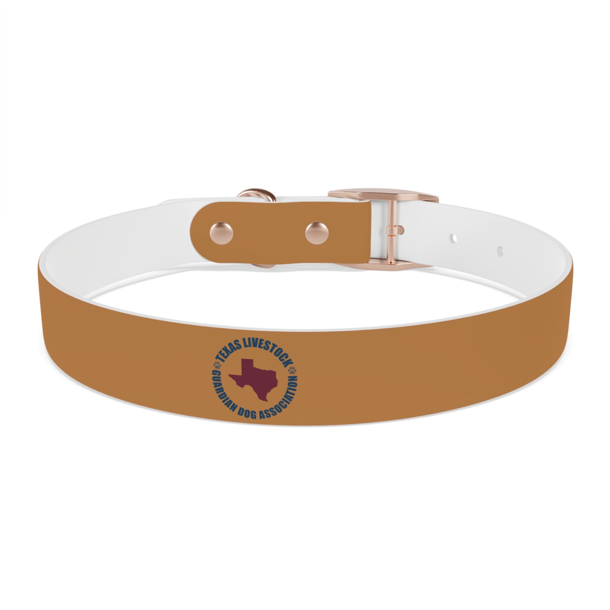 Leather Dog Collar with Texas Livestock Association Logo — Durable Brown Pet Collar