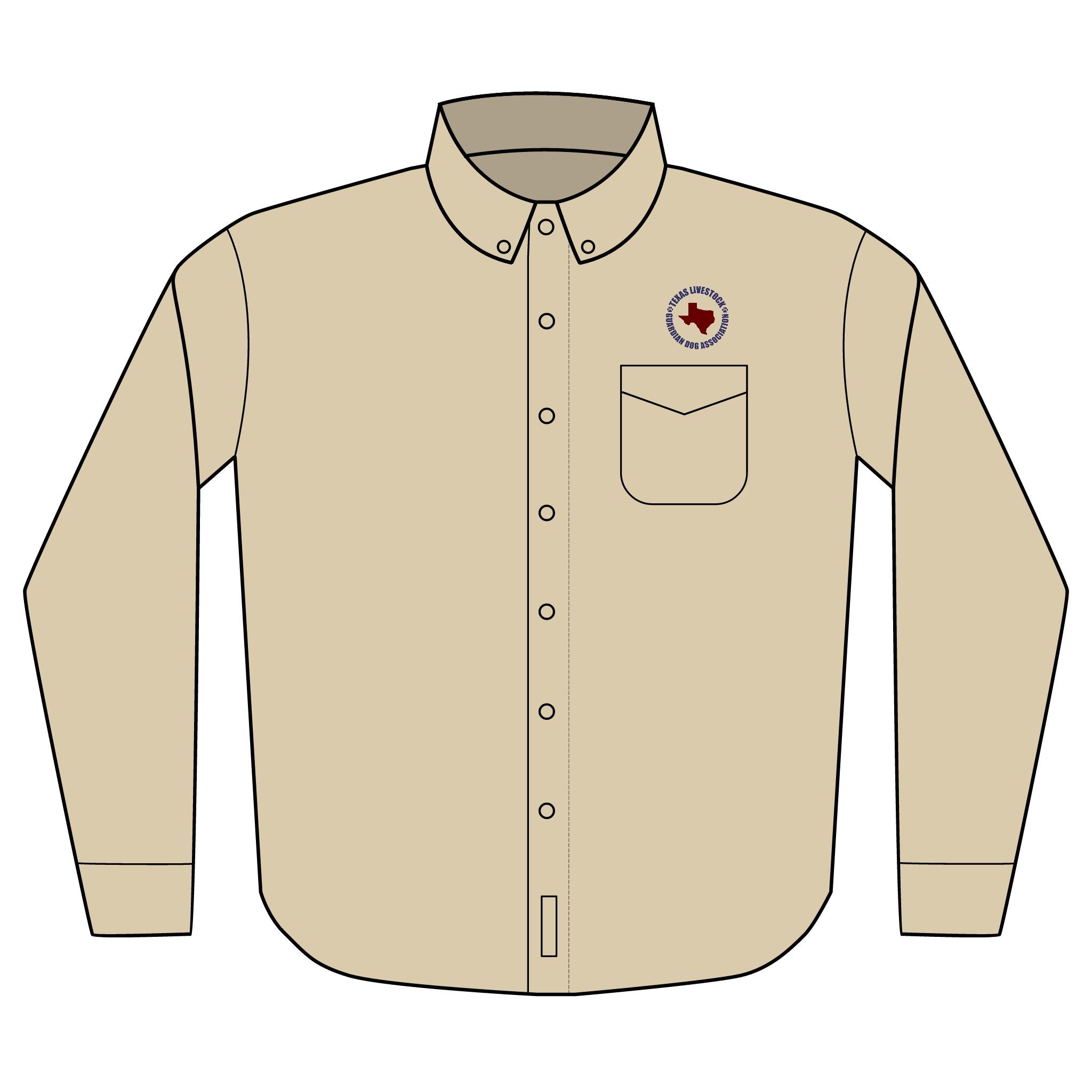 Embroidered Texas Patch Long Sleeve Work Shirt