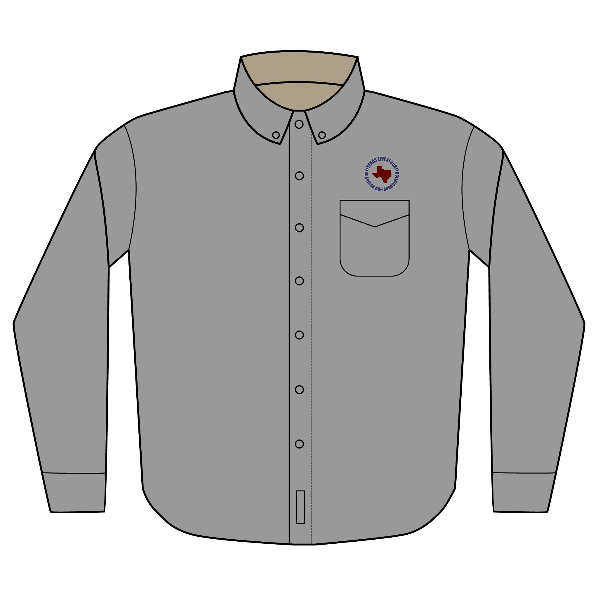 Embroidered Texas Patch Long Sleeve Work Shirt