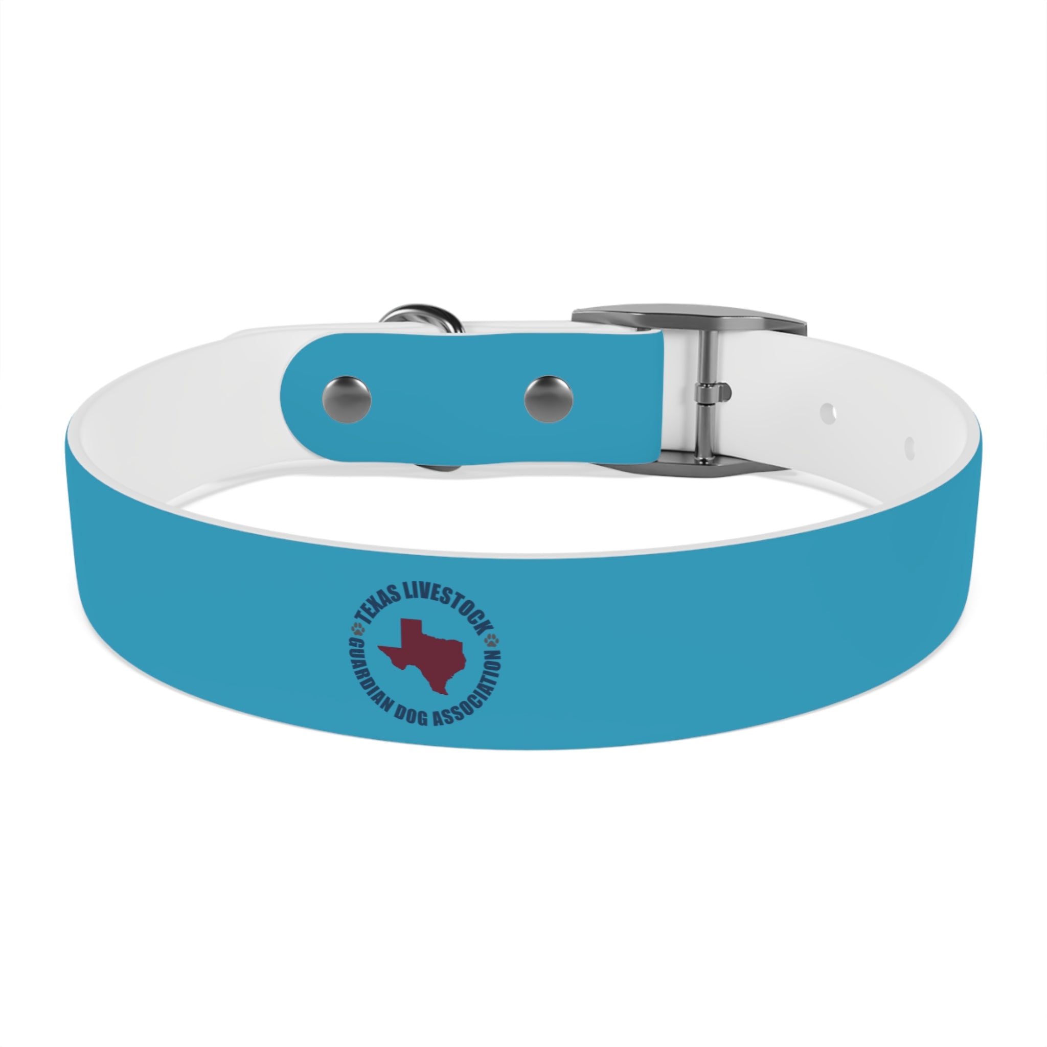 Blue Custom Dog Collar with Texas Livestock Association Logo
