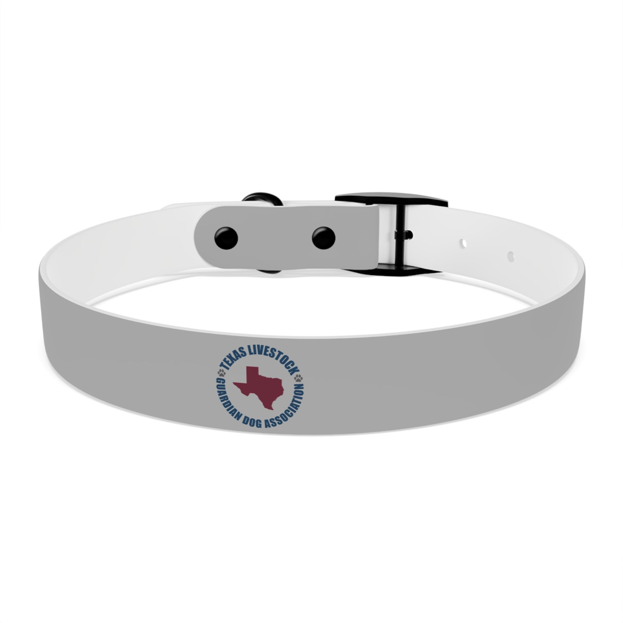 Customized White Dog Collar with Texas Livestock Association Logo