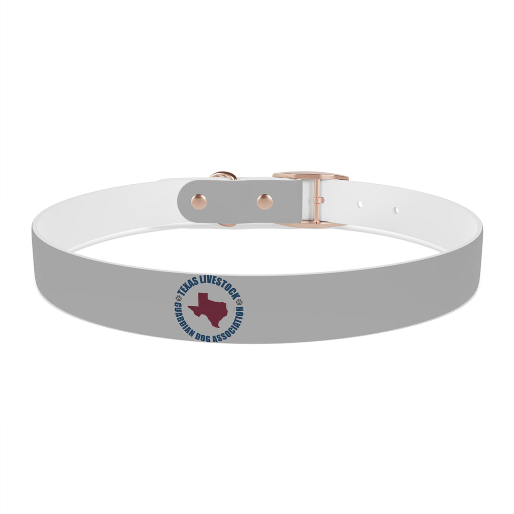 Customized White Dog Collar with Texas Livestock Association Logo