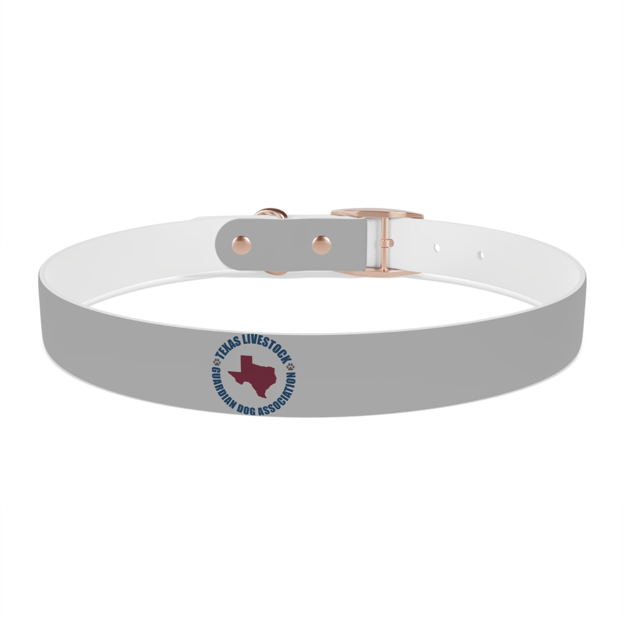 Customized White Dog Collar with Texas Livestock Association Logo