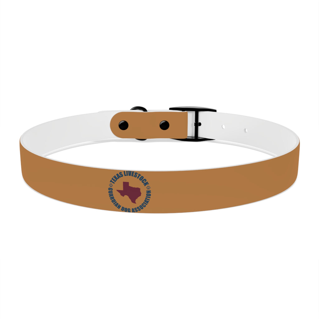 Leather Dog Collar with Texas Livestock Association Logo — Durable Brown Pet Collar