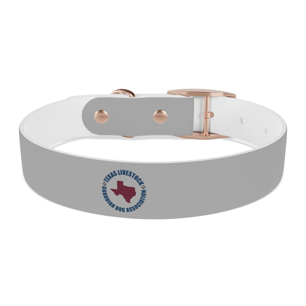 Customized White Dog Collar with Texas Livestock Association Logo