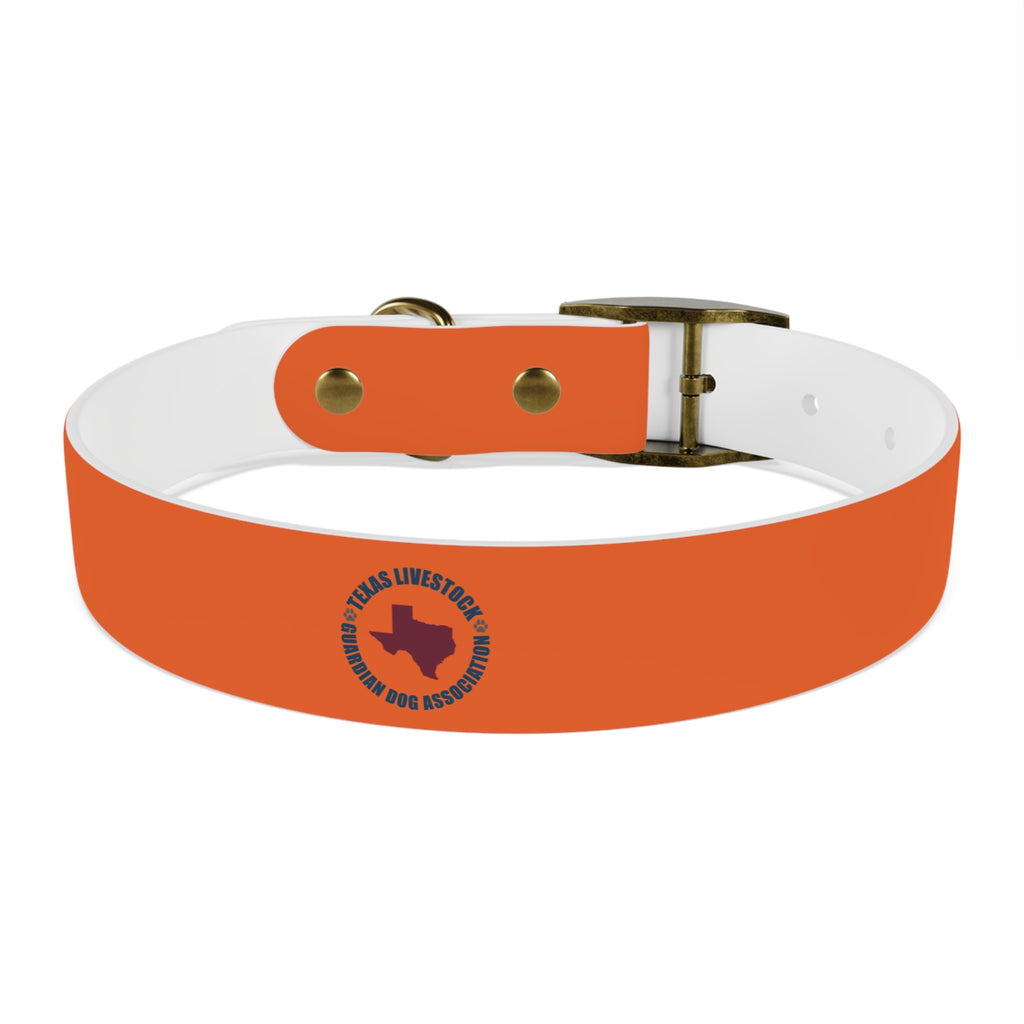 Orange Leather Dog Collar — Texas Livestock Logo