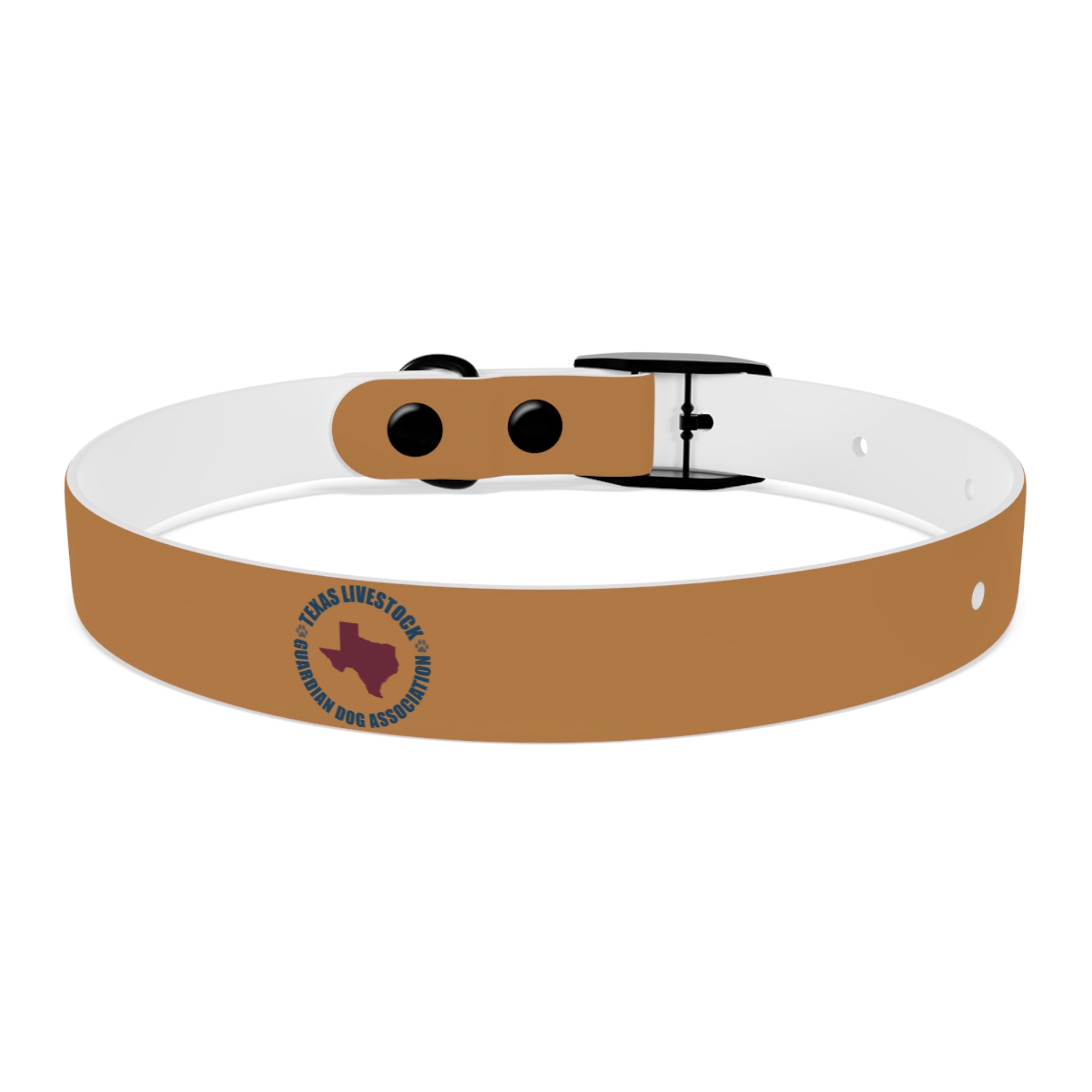 Leather Dog Collar with Texas Livestock Association Logo — Durable Brown Pet Collar