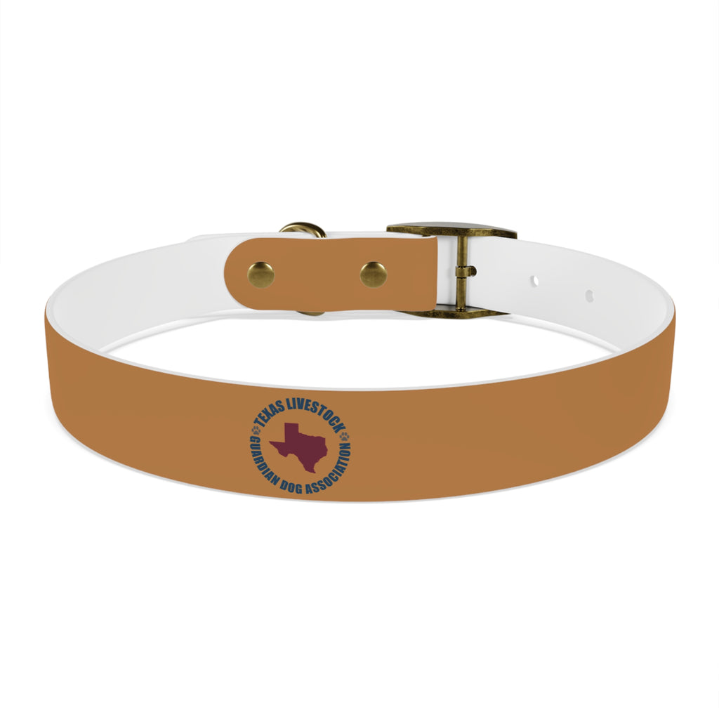 Leather Dog Collar with Texas Livestock Association Logo — Durable Brown Pet Collar