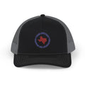 Texas Map Embroidered Trucker Hat — Red & Blue Patriotic Snapback