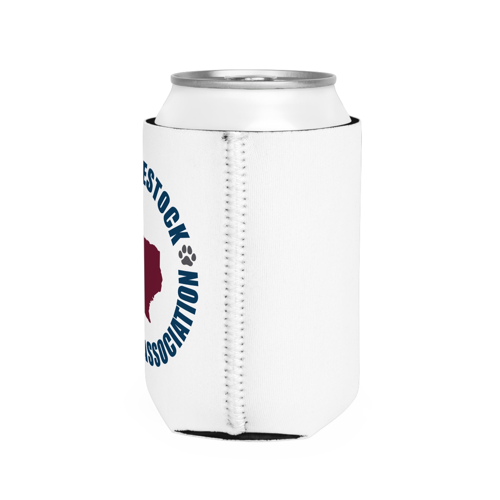 Texas Livestock Guardian Dog Association Can Cooler Sleeve — Koozie with Texas Map & Paw Print Logo
