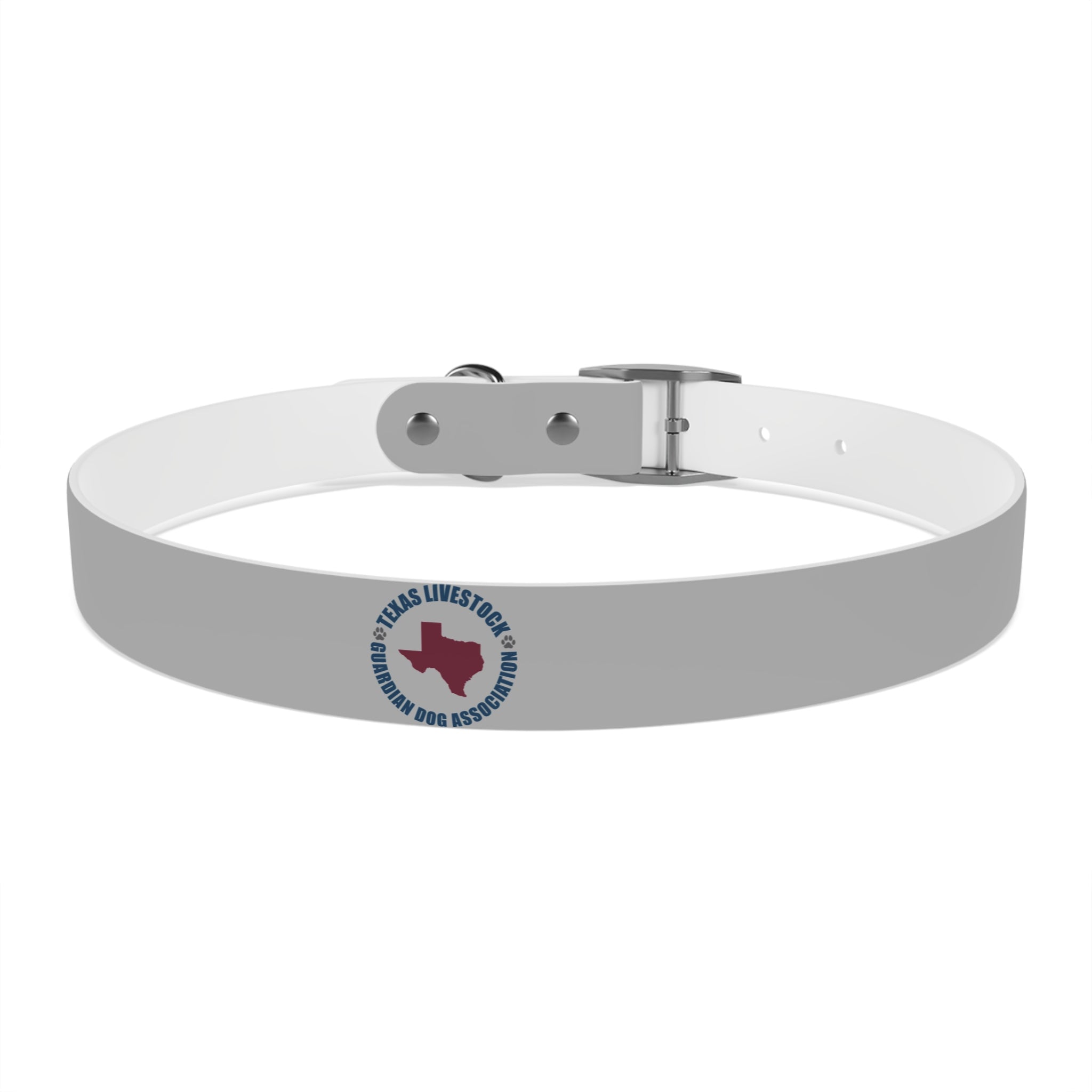 Customized White Dog Collar with Texas Livestock Association Logo