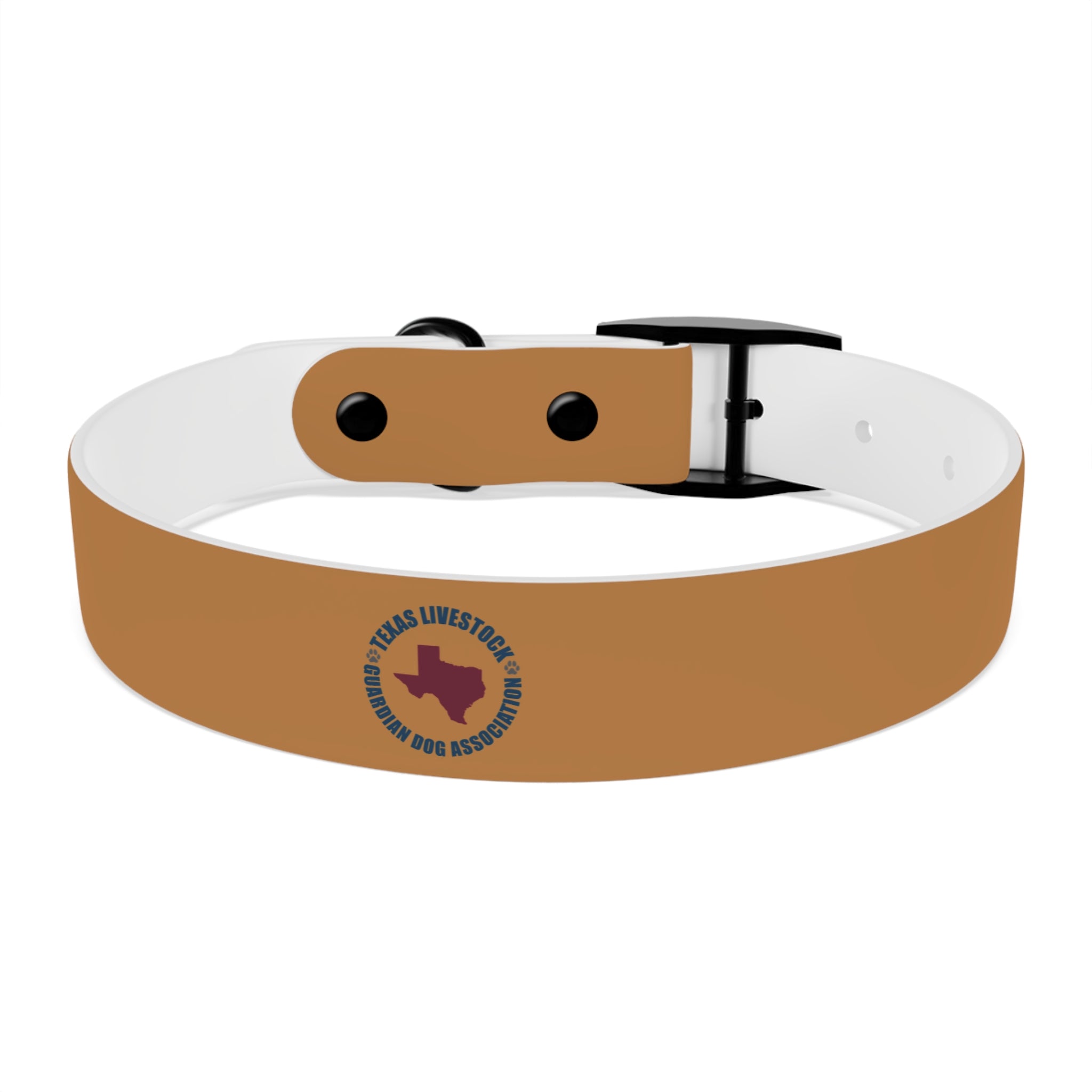 Leather Dog Collar with Texas Livestock Association Logo — Durable Brown Pet Collar