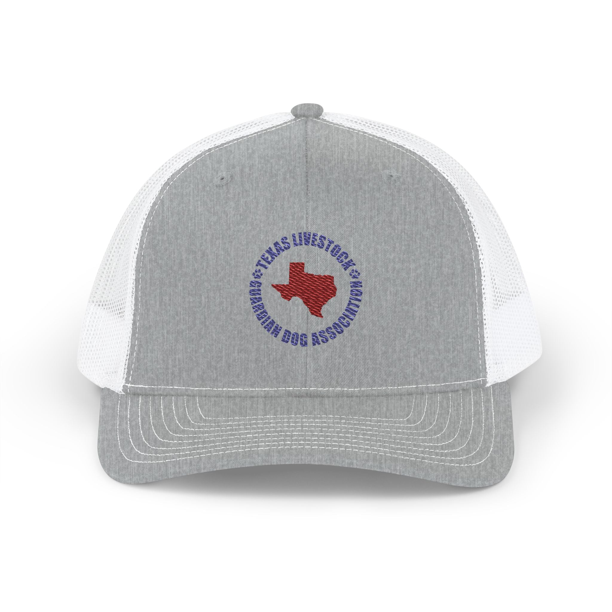 Texas Map Embroidered Trucker Hat — Red & Blue Patriotic Snapback