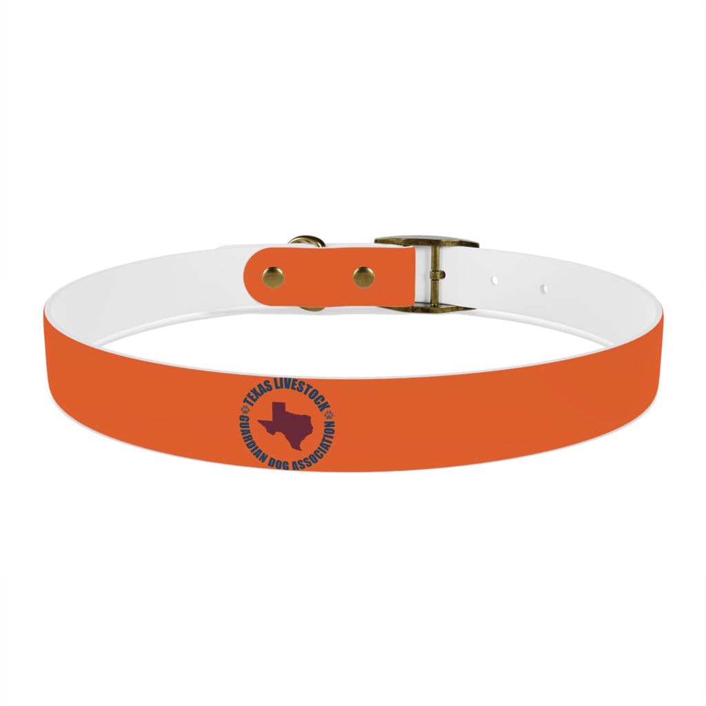 Orange Leather Dog Collar — Texas Livestock Logo