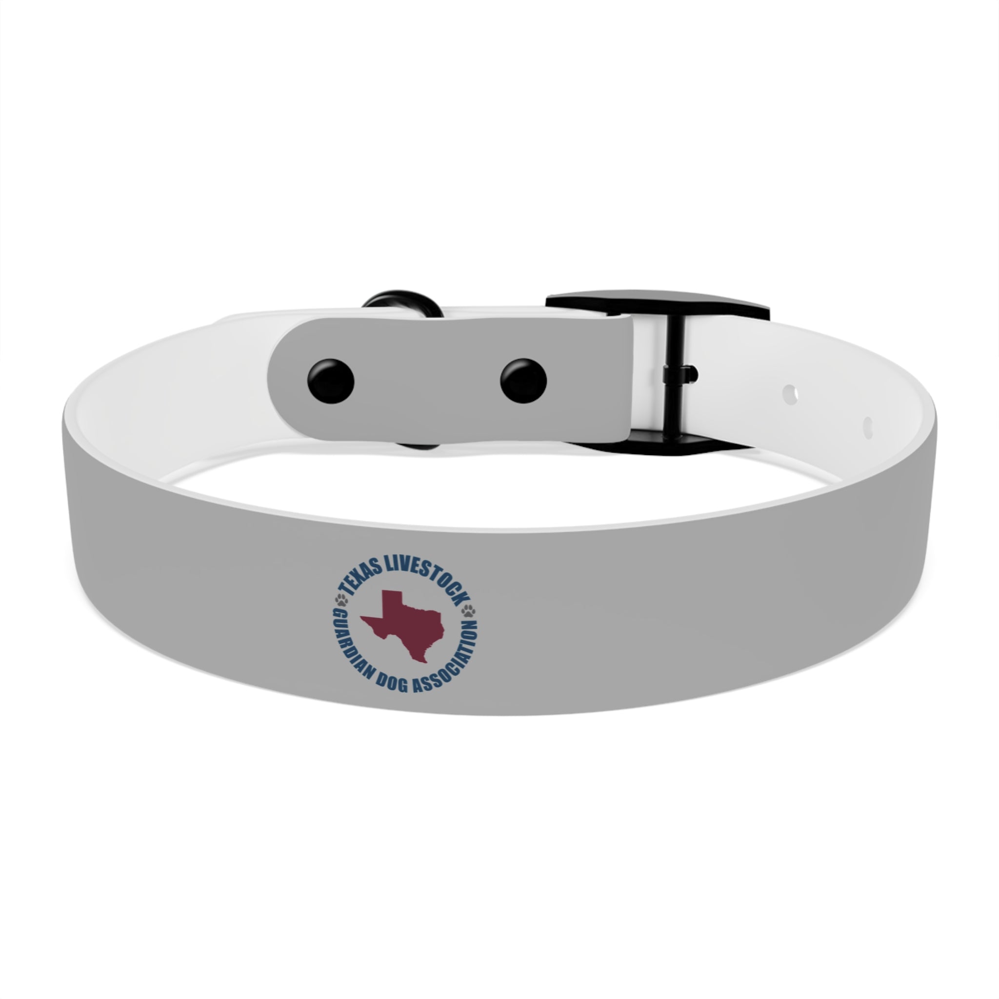Customized White Dog Collar with Texas Livestock Association Logo