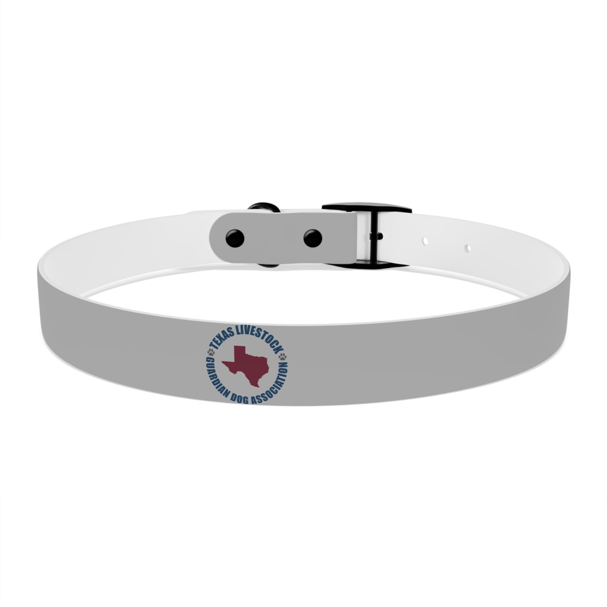 Customized White Dog Collar with Texas Livestock Association Logo