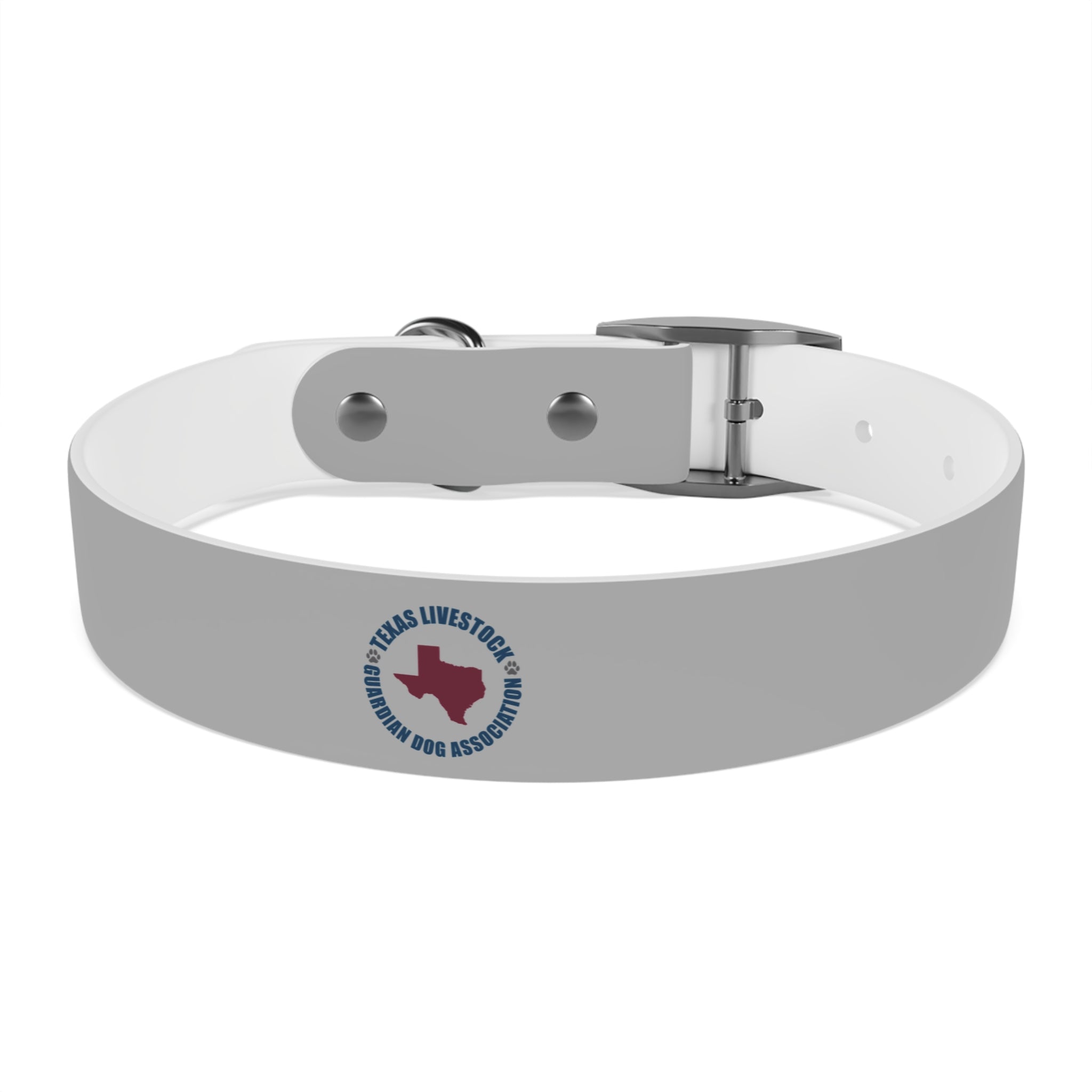 Customized White Dog Collar with Texas Livestock Association Logo