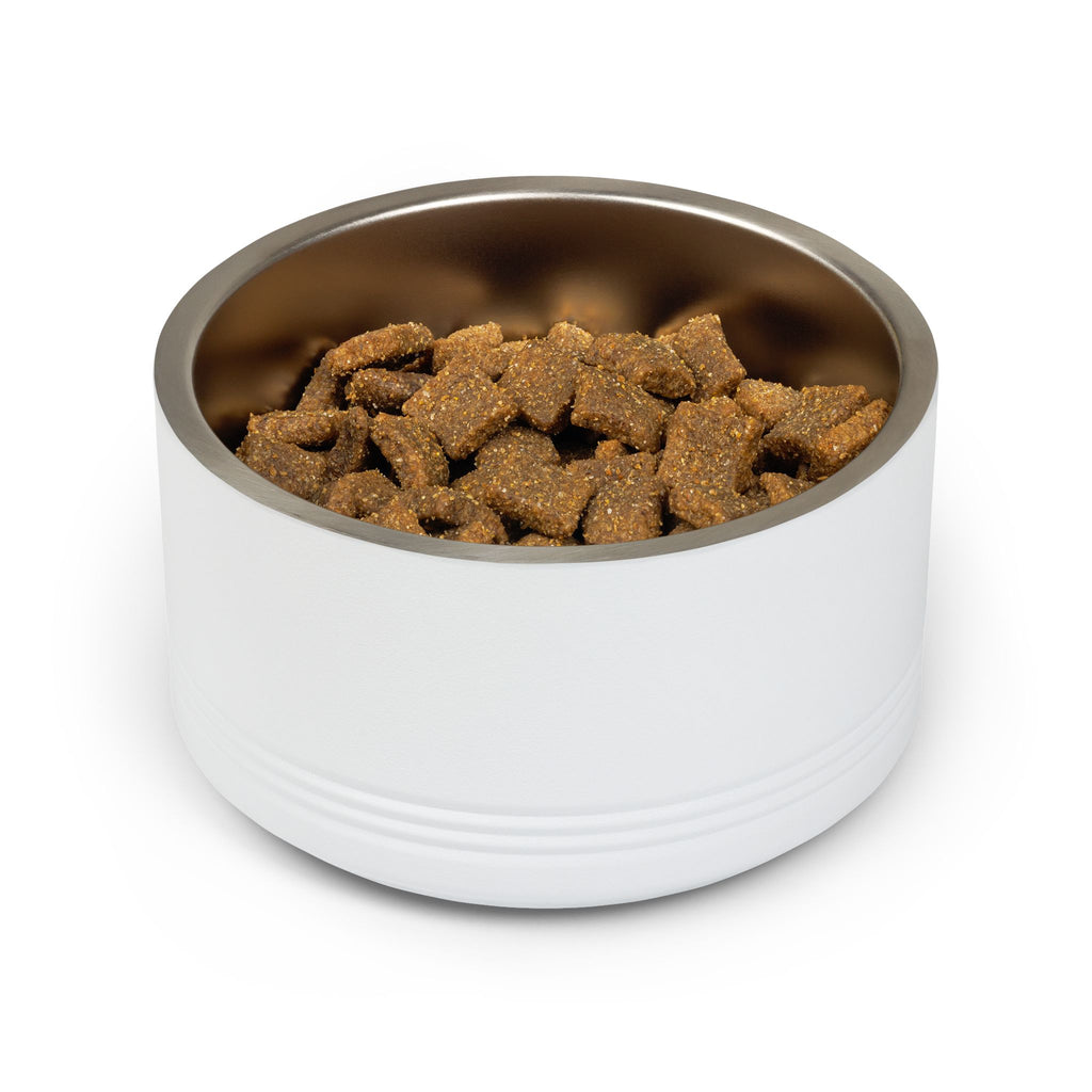 Stainless Steel 18oz Pet Bowl — Modern White Ceramic-Look Dog & Cat Feeder