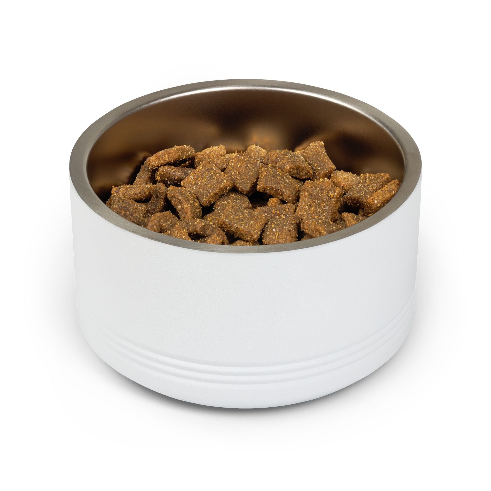 Stainless Steel 18oz Pet Bowl — Modern White Ceramic-Look Dog & Cat Feeder