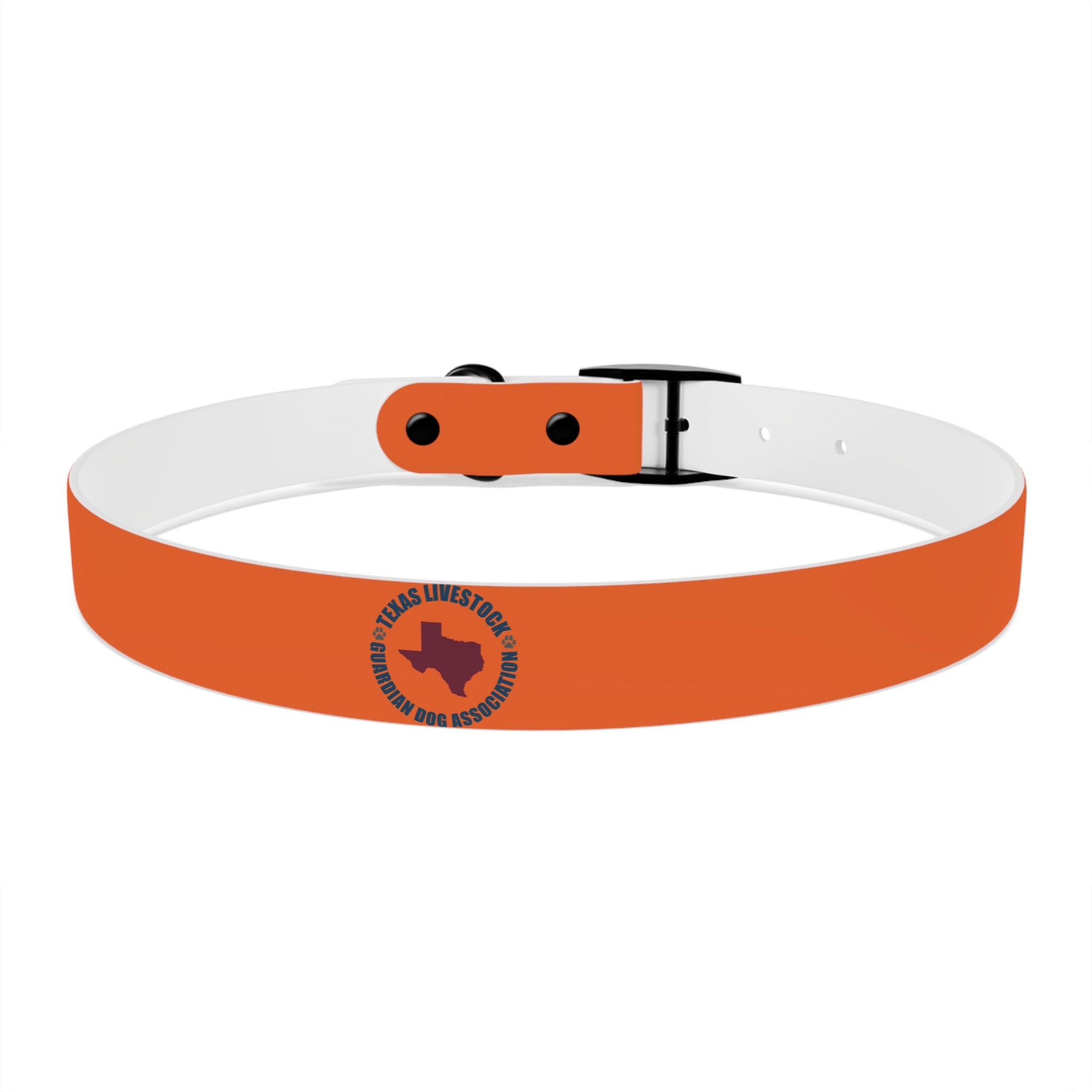 Orange Leather Dog Collar — Texas Livestock Logo