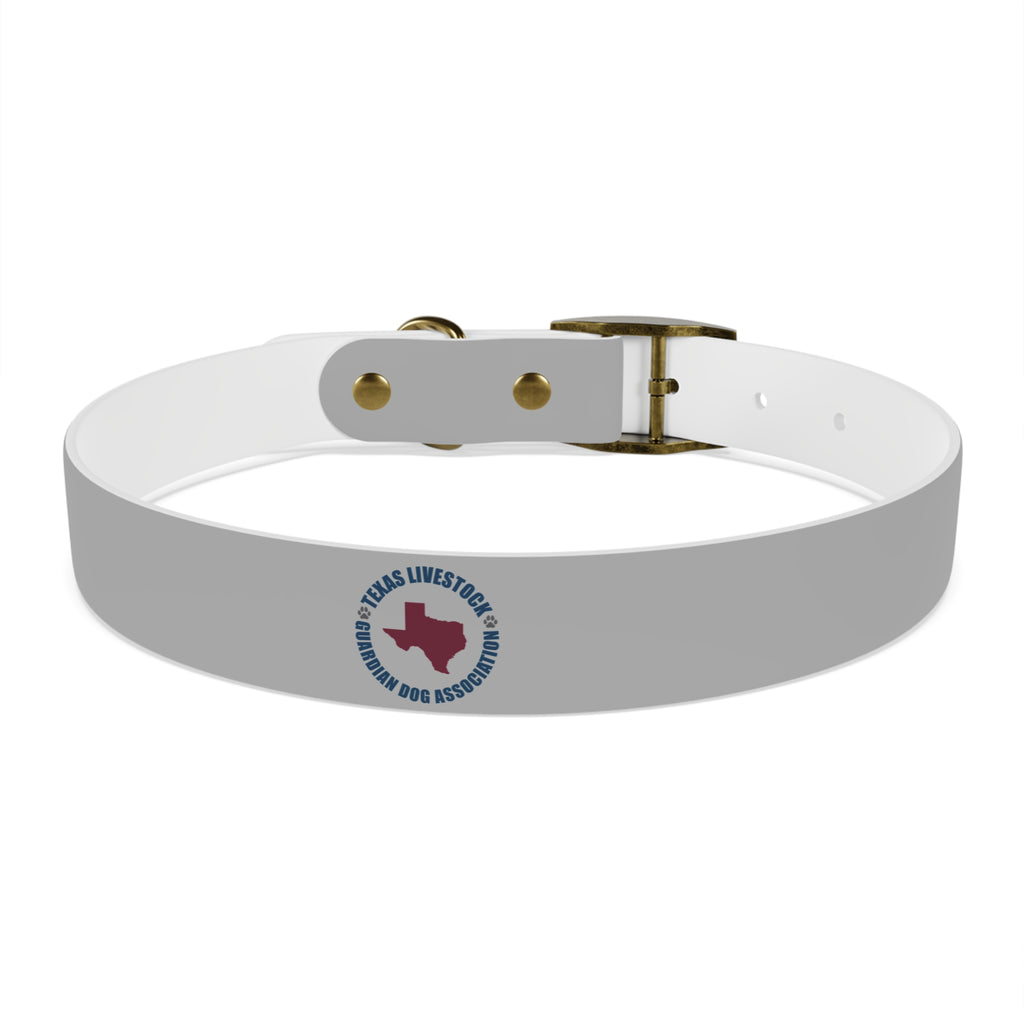 Customized White Dog Collar with Texas Livestock Association Logo
