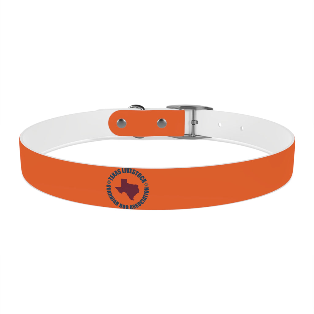 Orange Leather Dog Collar — Texas Livestock Logo