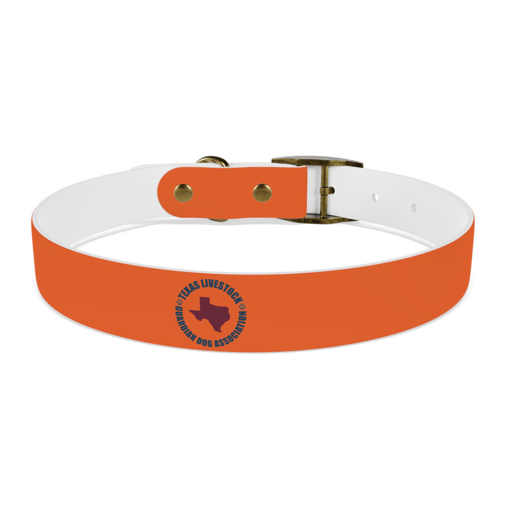 Orange Leather Dog Collar — Texas Livestock Logo
