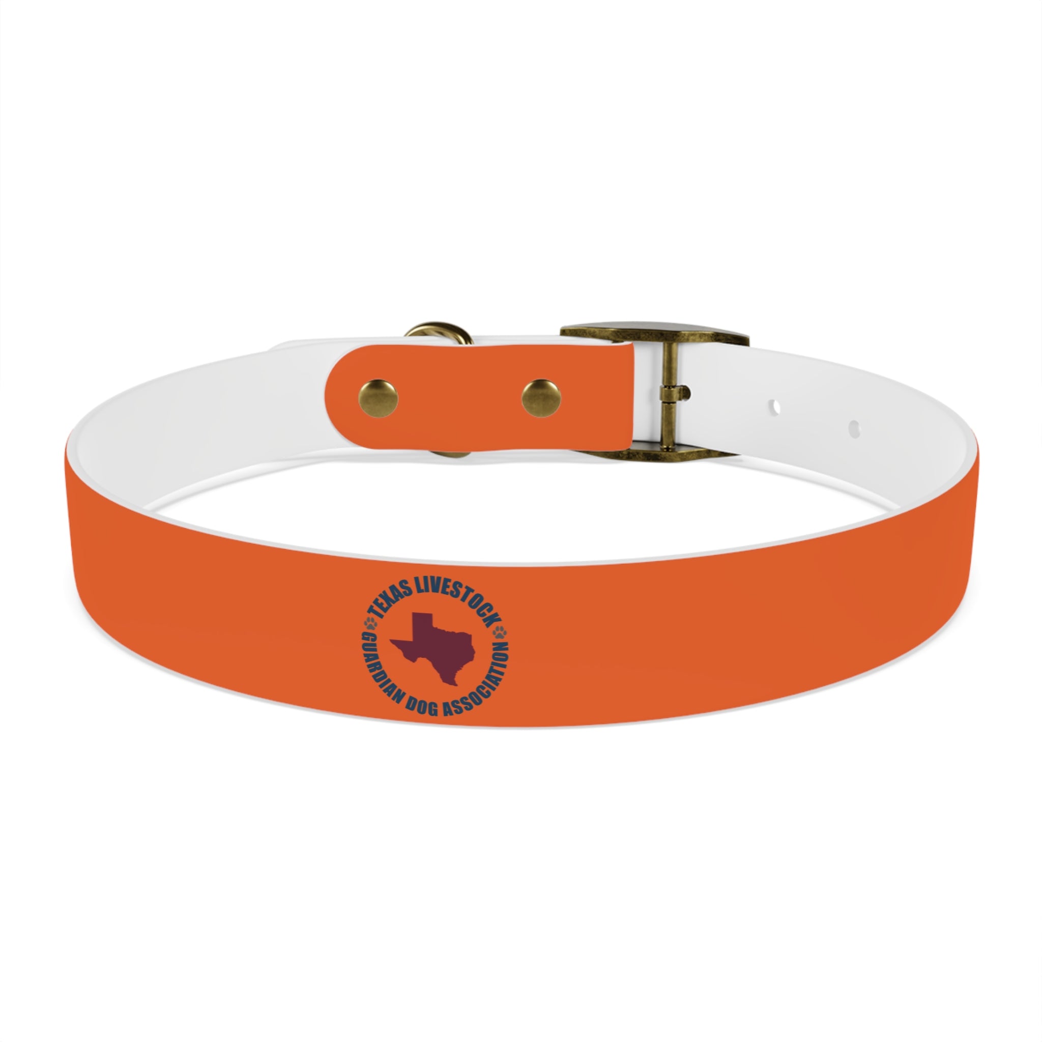 Orange Leather Dog Collar — Texas Livestock Logo