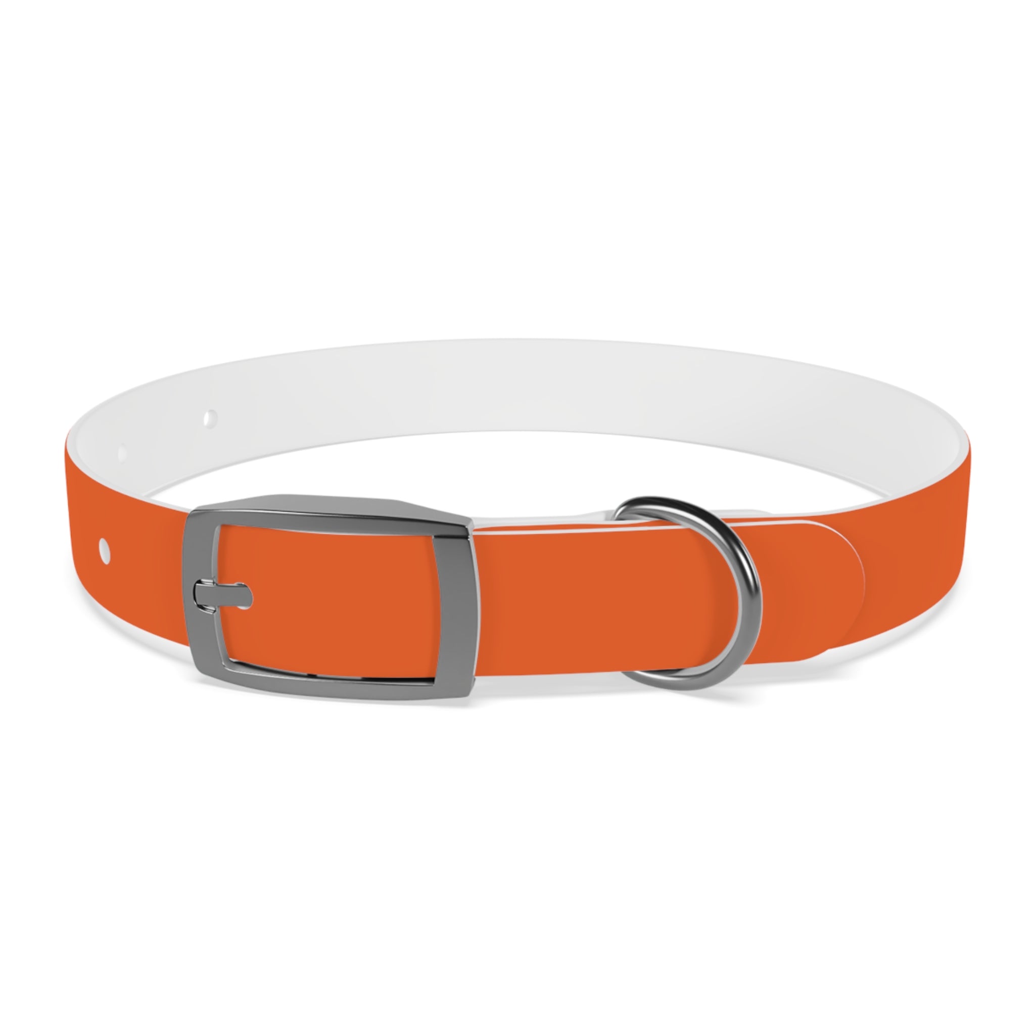 Orange Leather Dog Collar — Texas Livestock Logo