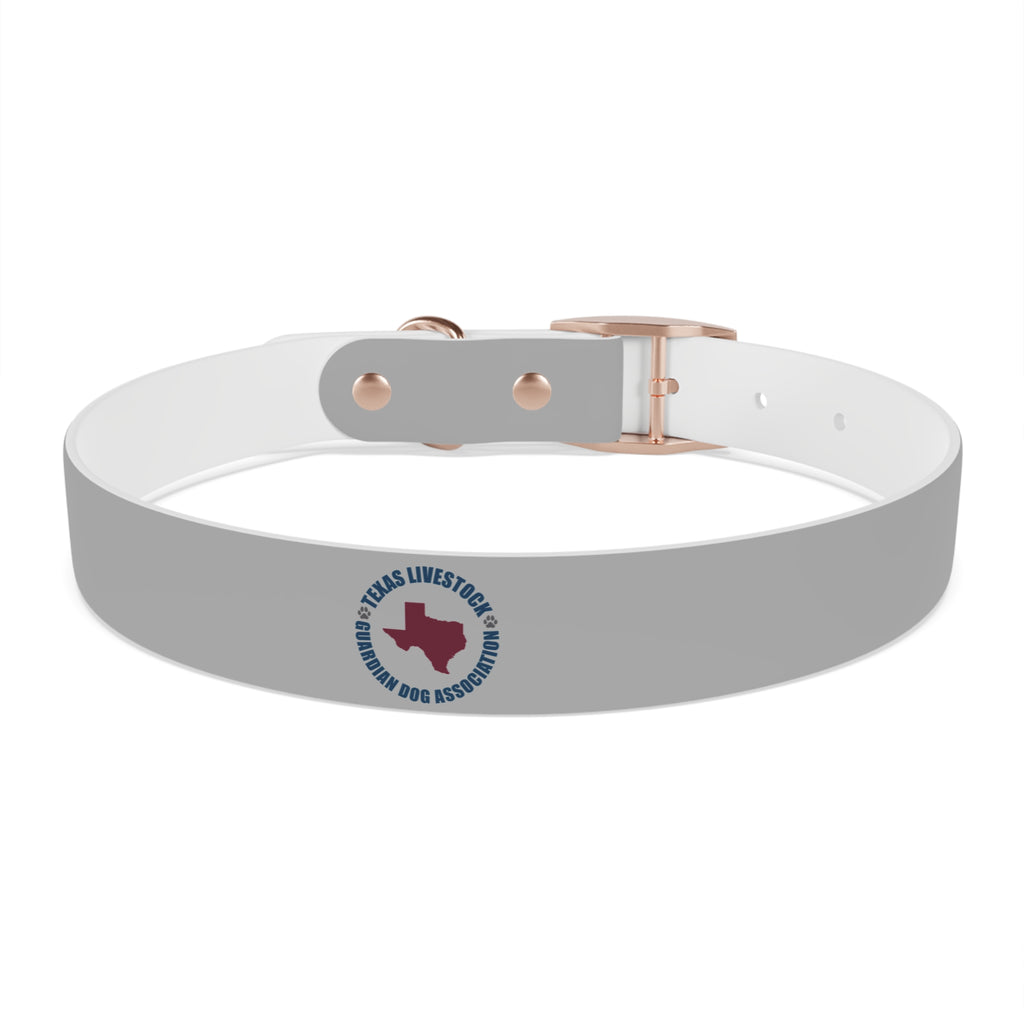 Customized White Dog Collar with Texas Livestock Association Logo