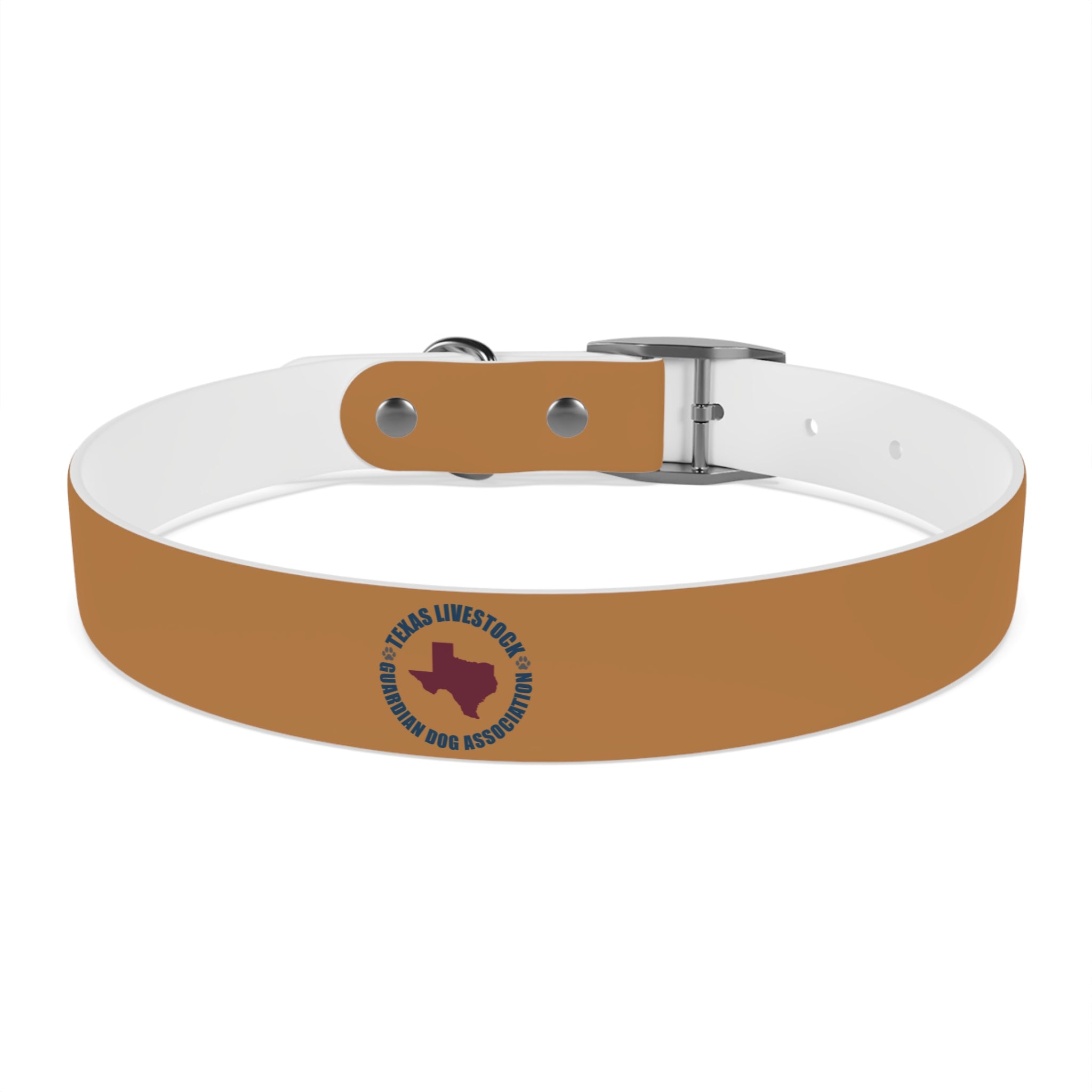 Leather Dog Collar with Texas Livestock Association Logo — Durable Brown Pet Collar