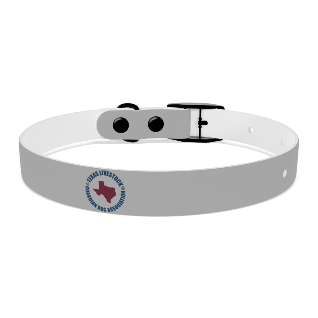 Customized White Dog Collar with Texas Livestock Association Logo