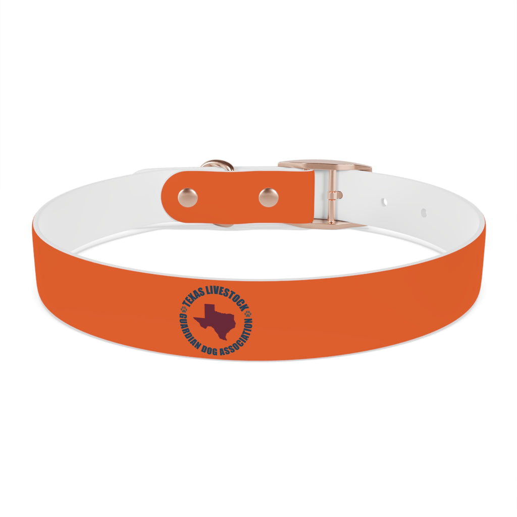 Orange Leather Dog Collar — Texas Livestock Logo