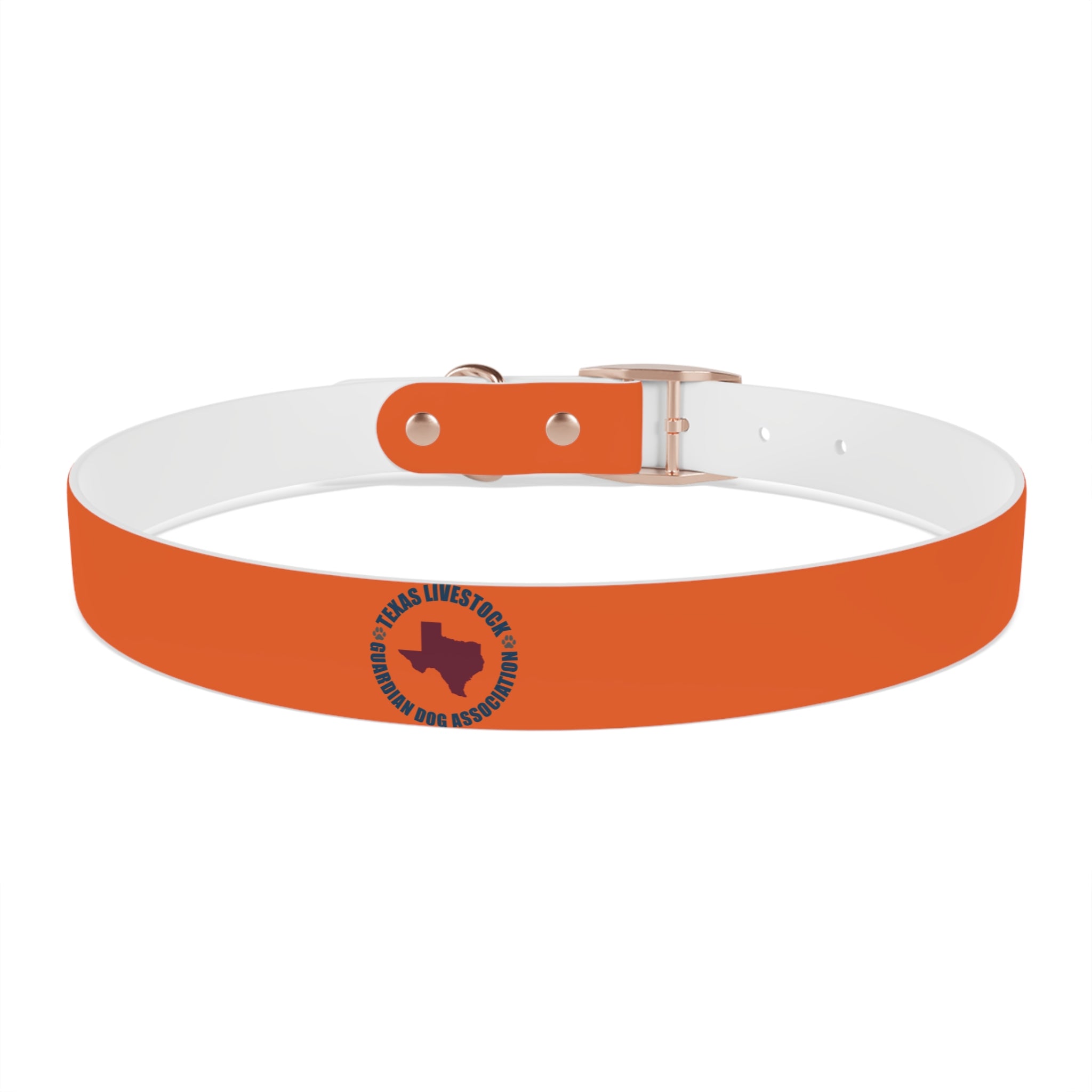 Orange Leather Dog Collar — Texas Livestock Logo