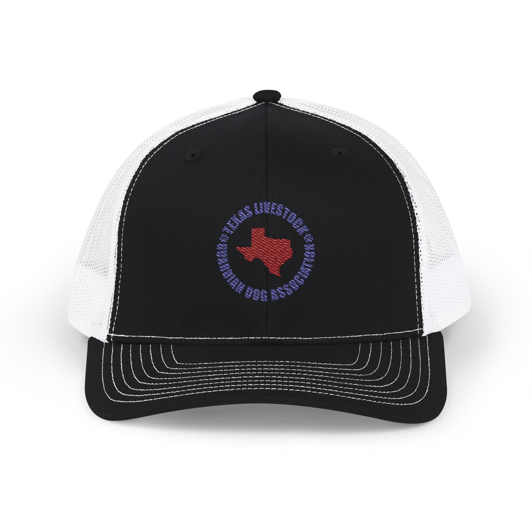 Texas Map Embroidered Trucker Hat — Red & Blue Patriotic Snapback