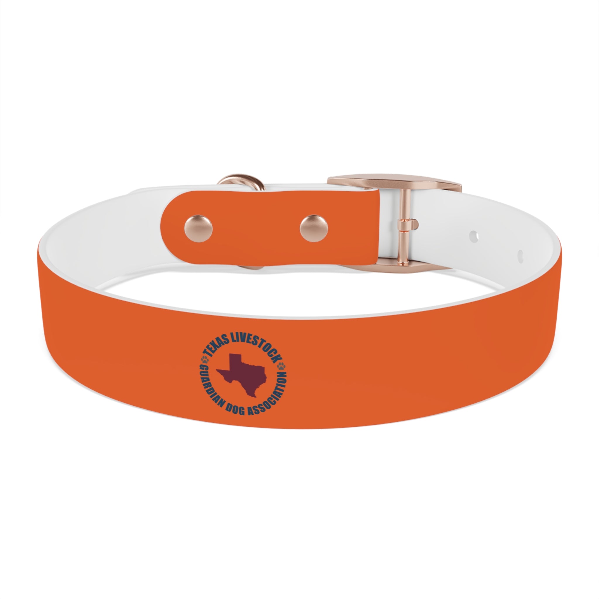 Orange Leather Dog Collar — Texas Livestock Logo