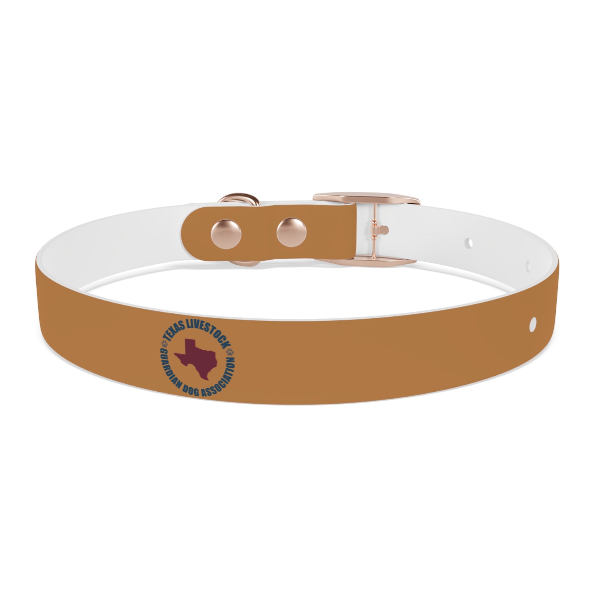 Leather Dog Collar with Texas Livestock Association Logo — Durable Brown Pet Collar