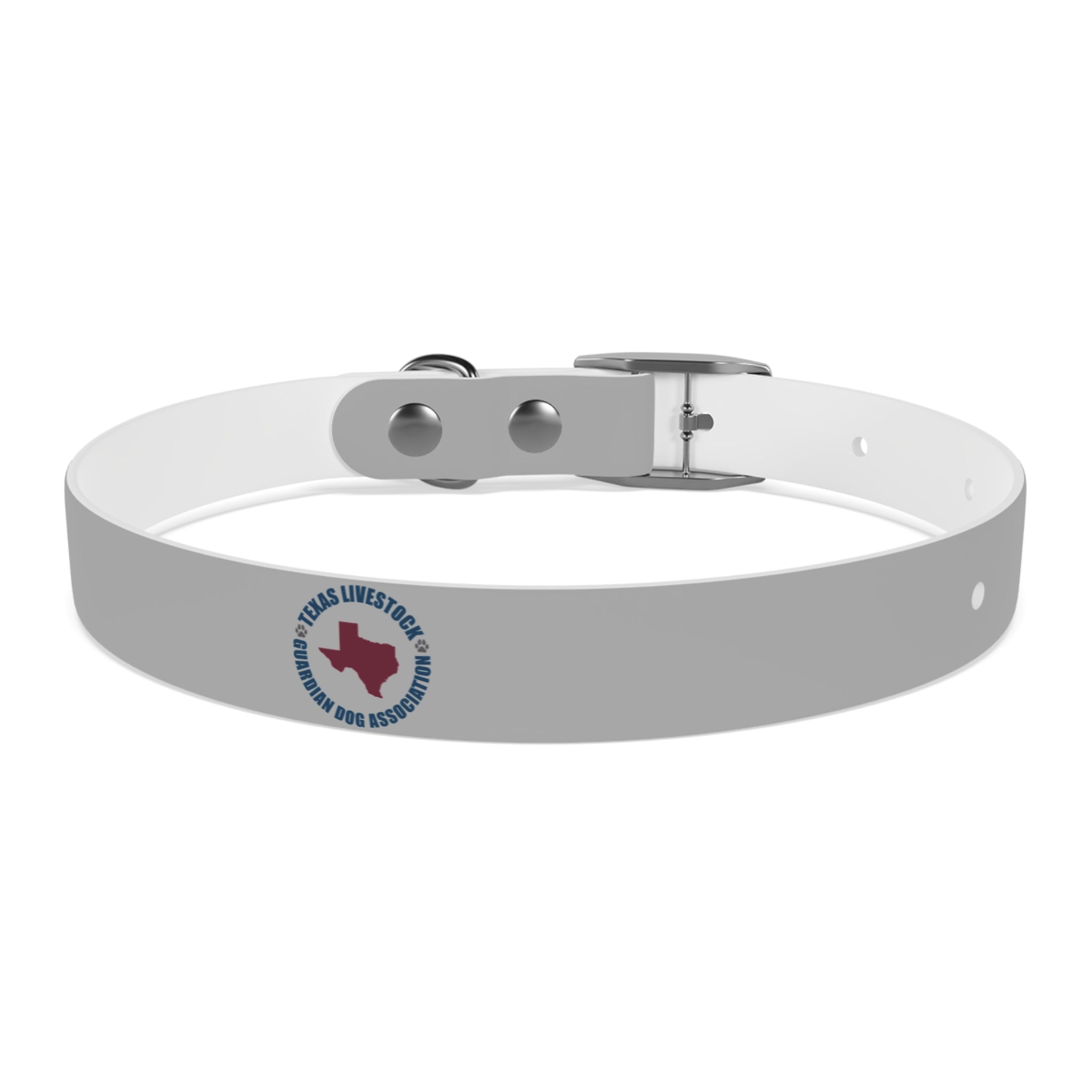 Customized White Dog Collar with Texas Livestock Association Logo