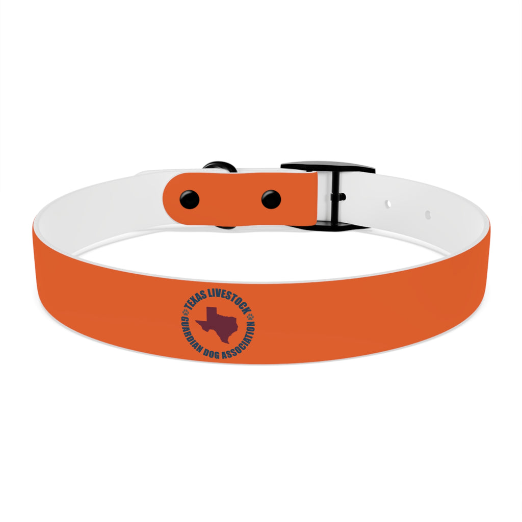Orange Leather Dog Collar — Texas Livestock Logo