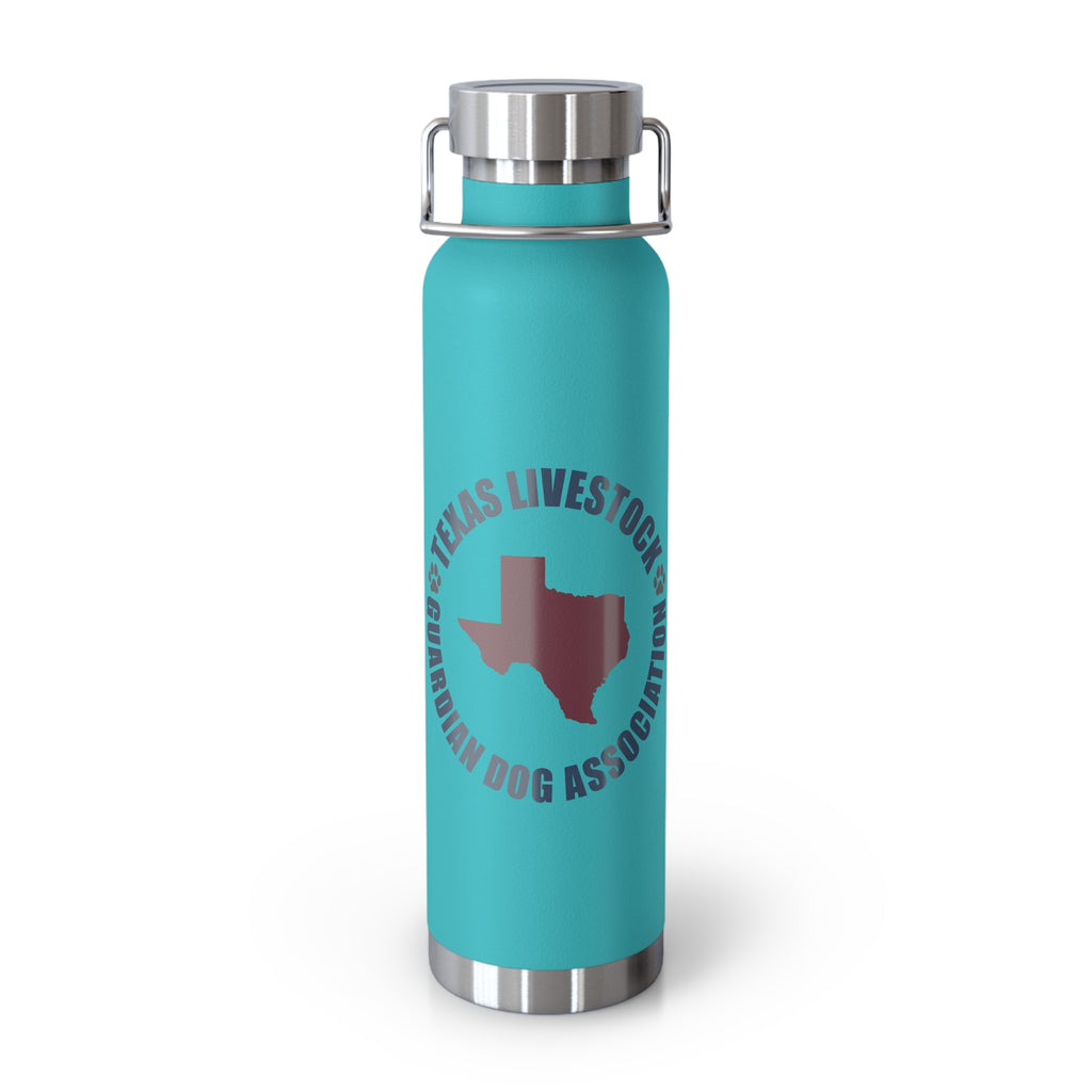 22oz Insulated Water Bottle — Texas Livestock & Guardian Dog Association Logo