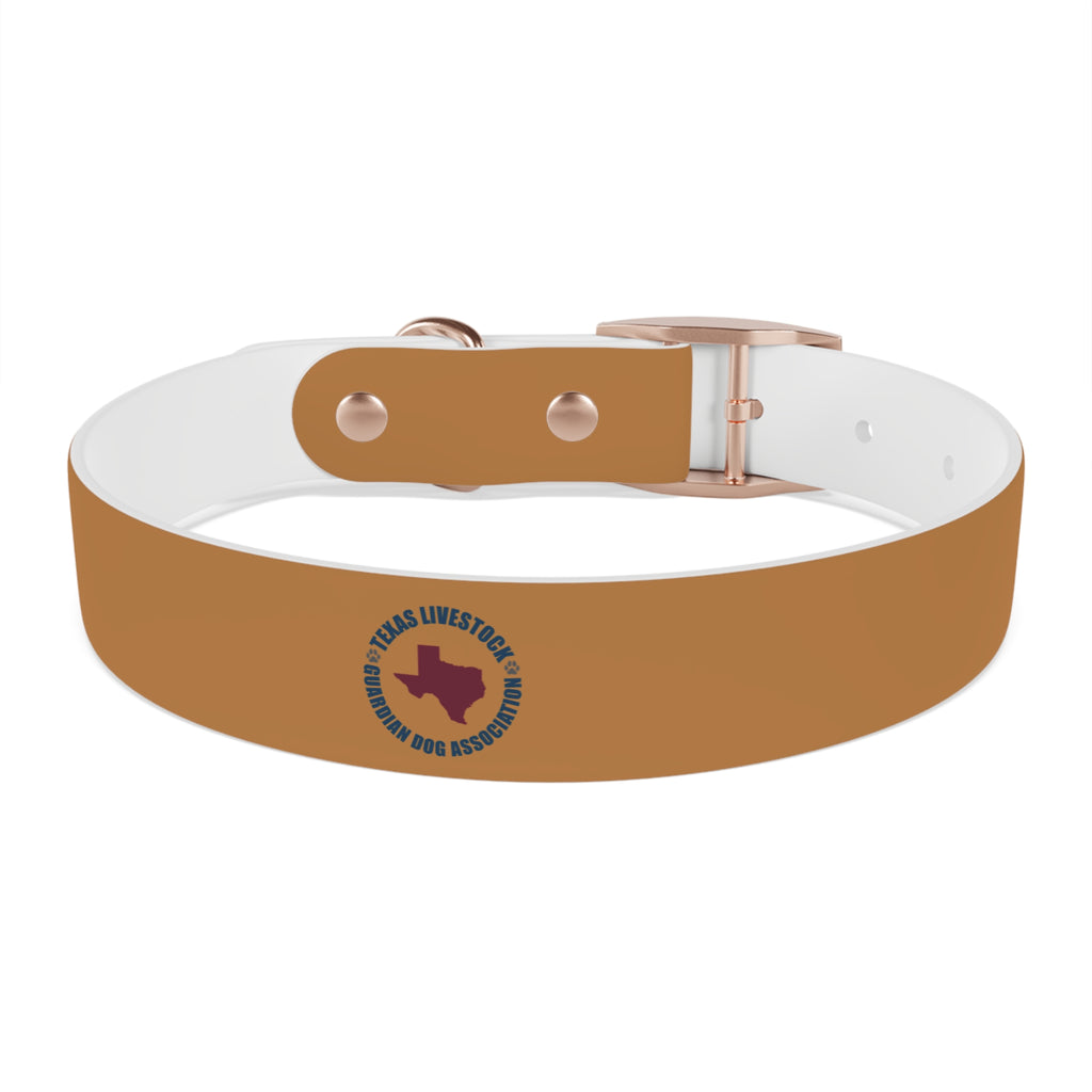 Leather Dog Collar with Texas Livestock Association Logo — Durable Brown Pet Collar
