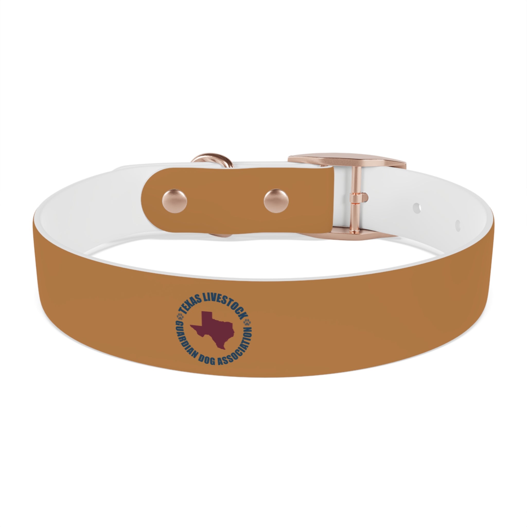 Leather Dog Collar with Texas Livestock Association Logo — Durable Brown Pet Collar