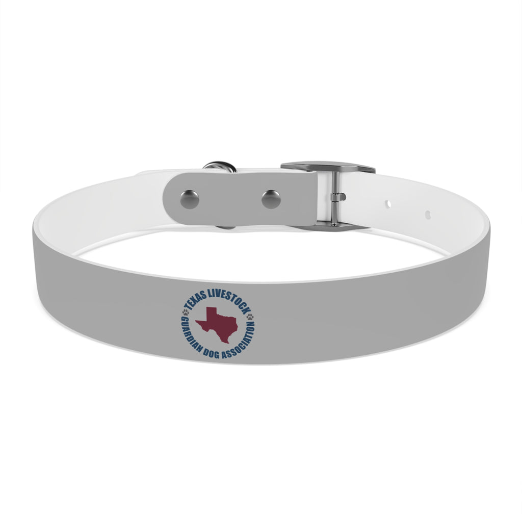 Customized White Dog Collar with Texas Livestock Association Logo