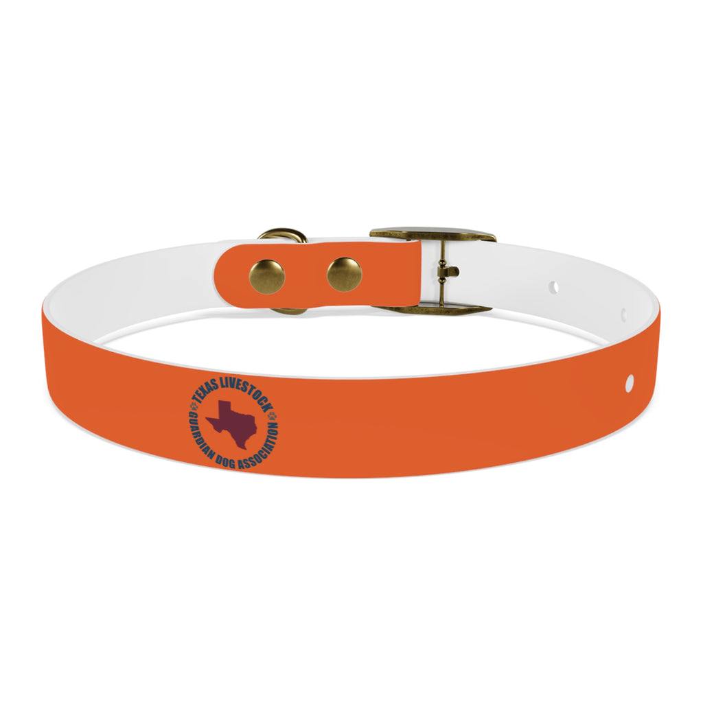 Orange Leather Dog Collar — Texas Livestock Logo