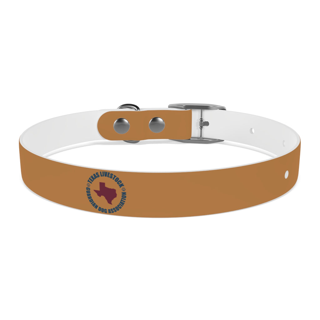 Leather Dog Collar with Texas Livestock Association Logo — Durable Brown Pet Collar
