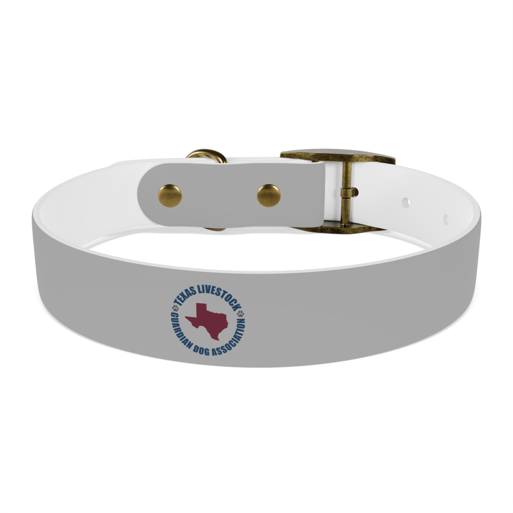 Customized White Dog Collar with Texas Livestock Association Logo