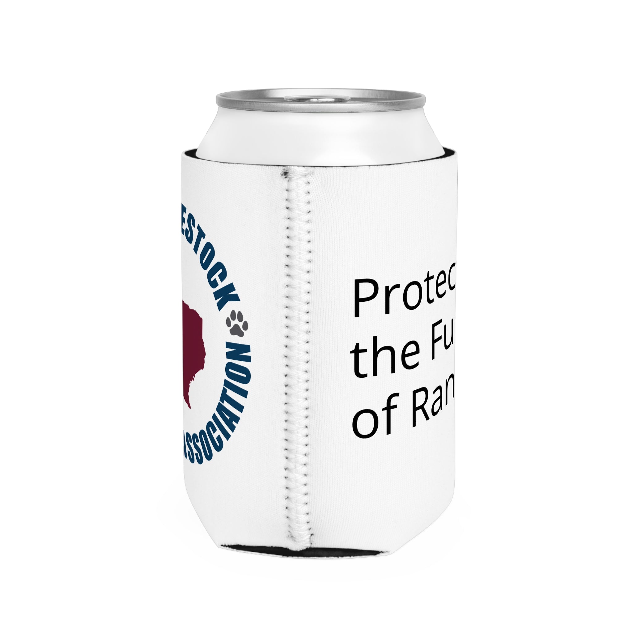 Texas Livestock Guardian Dog Association Can Cooler Sleeve — Koozie with Texas Map & Paw Print Logo